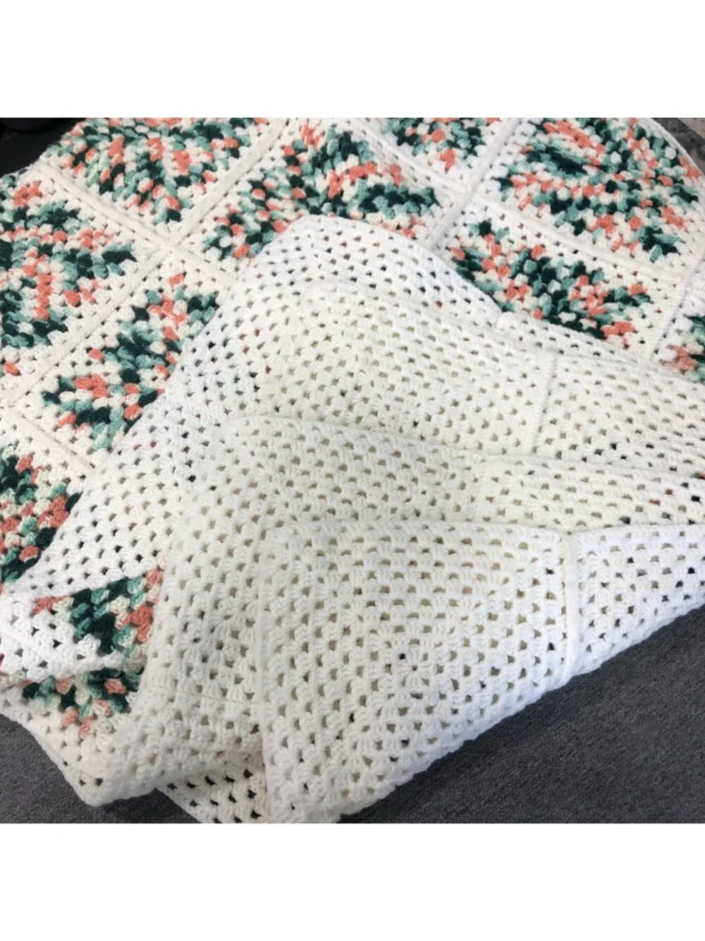 Handmade Granny Square Crochet Blanket Multicolor Throw Cottage Country